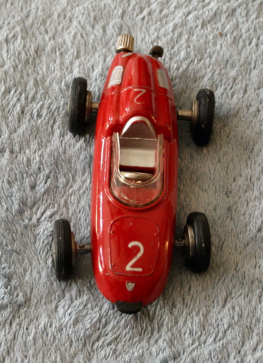 VTG 1950s SCHUCO 1037 Porsche Micro Racer Windup Car #2 Red