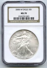 2008-W American Eagle 1 oz Silver Dollar NGC MS70 Certified - West Point - Q517