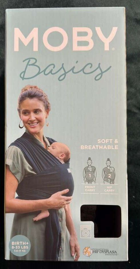 Moby Basics Baby Wrap Carrier – Soft Breathable Fabric – Newborn to Toddler
