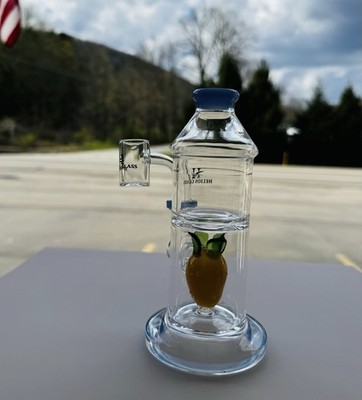  Pineapple Design Glass Water Pipe 6.5 Inch Blue & Yellow Tobacco 18+