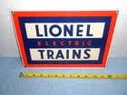 VINTAGE 12x8 in LIONEL ELECTRIC TRAINS ADV. SIGN HEAVY METAL PORCELAIN - S 198 D