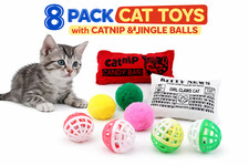 8 Pack Cat Toys with Catnip  Jingle Balls   Interactive Toy Set for Cats