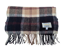 Edinburgh 100 Lambswool Black/Red/ Beige Plaid Wool Scarf 12" x 55"