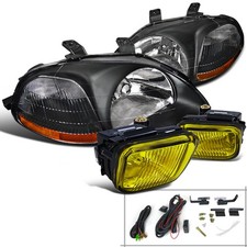 For Jdm 1996-1998 Honda Civic Head Lightsfog Lamps Pair Bk