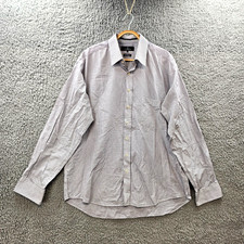 Jeff Banks Mens Shirt Size 44 Black White Check Tailored Long Sleeve Collared