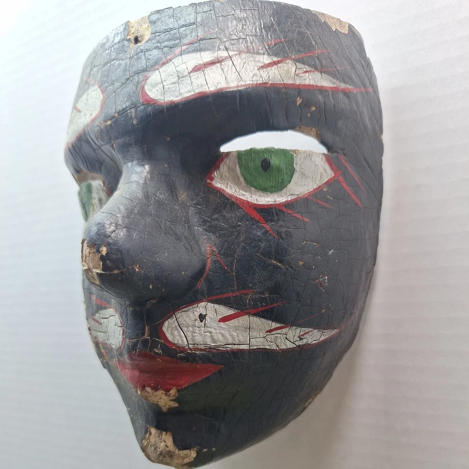 墨西哥面具复古木质黑格里托面具墨西哥 — 第 3/4 张图片
