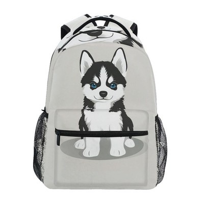 Siberian Husky Puppy Backpack for Men and Women, Cute Dog Design Laptop Bag