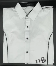 VSKA Men’s White With Black Trim Long Sleeve Dress Shirt Size L