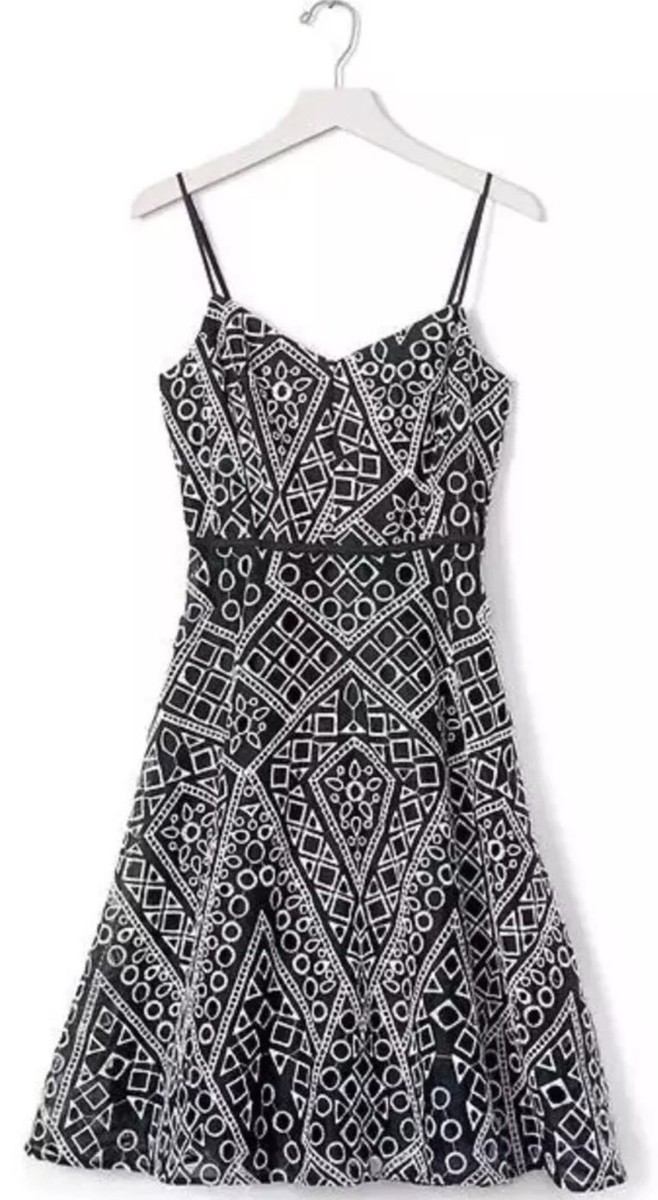 Robe Femme Banana Republic - Noire Et Blanche Dentelle Géo - Taille 14 - Neuf Avec étiquette