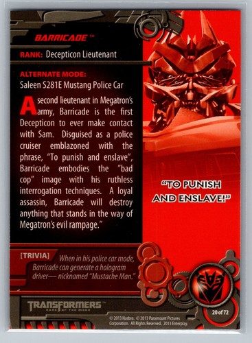2013 Hasbro Transformers Barrikade #20 - Bild 2 von 2