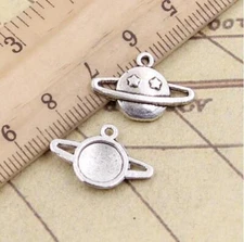 15pcs 13x19mm  Alloy Charm Saturn Planet Tibetan Bronze Silver Pendant EF3630
