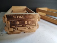 2 Vintage Napa Valley Box Company Cassette Tape Storage Wood Rack Case Crates