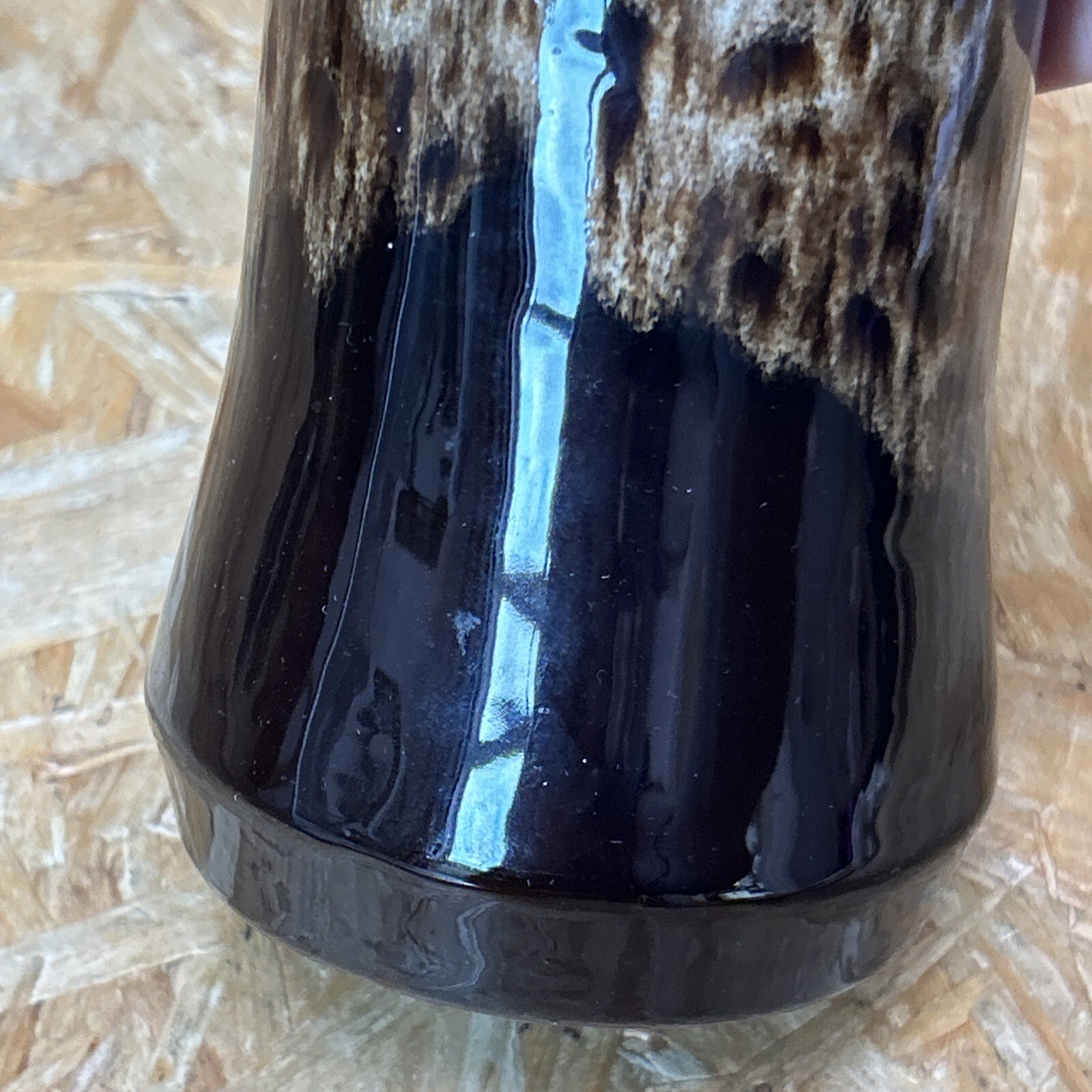 Vintage Fosters Brown Pottery Bulb Vase 18cm Avocado