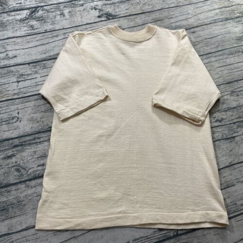 50s 60s Rawlings Heavy Knit Athletic Blank Jersey Shirt Tee Cream Vtg Rare Small - Picture 3 of 11