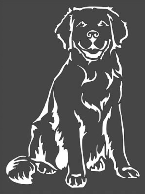 5x5 Inch Dog Stencil   Golden Retriever, Reusable, Mylar plastic, Craft & Décor