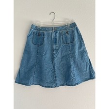 Vintage Liz Claiborne Denim Skirt Womens Size 14P Flare Western Boho Festival