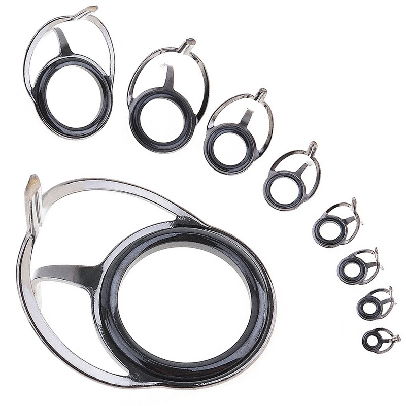3X(8 Pcs Fishing Rod Guide Oval Fishing Rod Eyes Guides Line Rings Pole