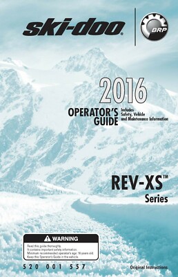 Ski-Doo Owners Manual Book REV-XS Series: 2016 Renegade Adrenaline 1200 4-TEC 