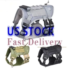 NEW Tactical Police K9 Training Dog Harness Military Adjustable Nylon Vest Leash