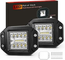 BUNKER INDUST 2Pcs 5'' Flush Mount LED Work Light Bar Rear Bumper Pods 3-Row