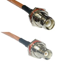 RG400 RP-TNC FEMALE BULKHEAD to BNC FEMALE BIG BULKHEAD RF Cable FAST-SHIP LOT