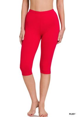 Zenana Premium Cotton Capri Knee Length Leggings (S-3X)