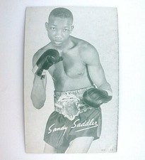 REAL Sandy Saddler World Featherweight Champion Boxing Exhibit Card B16