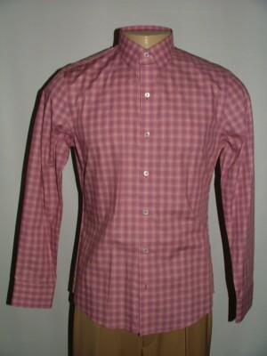 NEW WT ZACHARY PRELL CASUAL SHIRT SIZE S 100% COTTON RED PURPLE PLAIDS #295