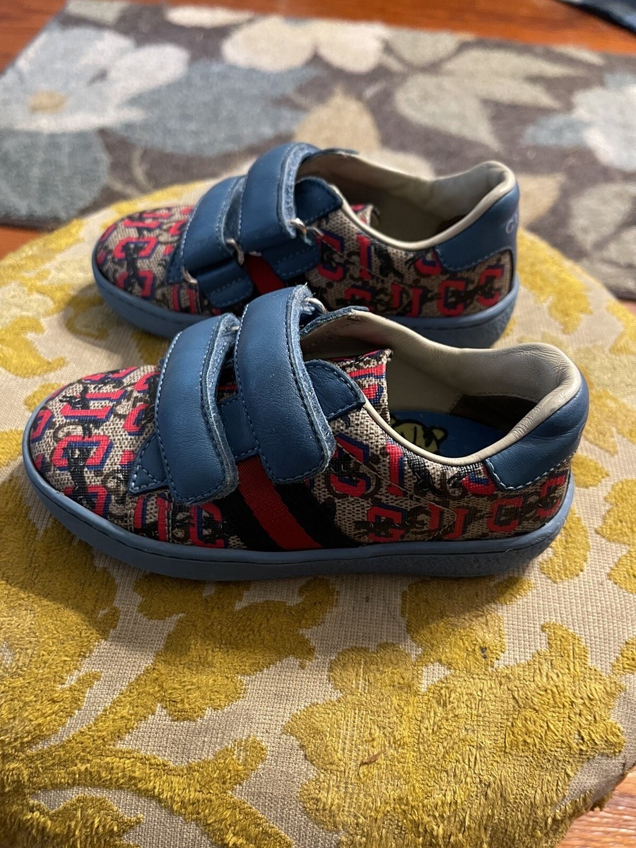 ルルロロ様 (美品) GUCCI kids キッズ スニーカ 30 19cm Used GUCCI GG Supreme wolves toddler sneakers Shoes Euro Size 24