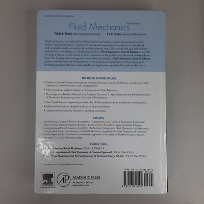 Fluid Mechanics Fourth Edition Hardcover Textbook Book