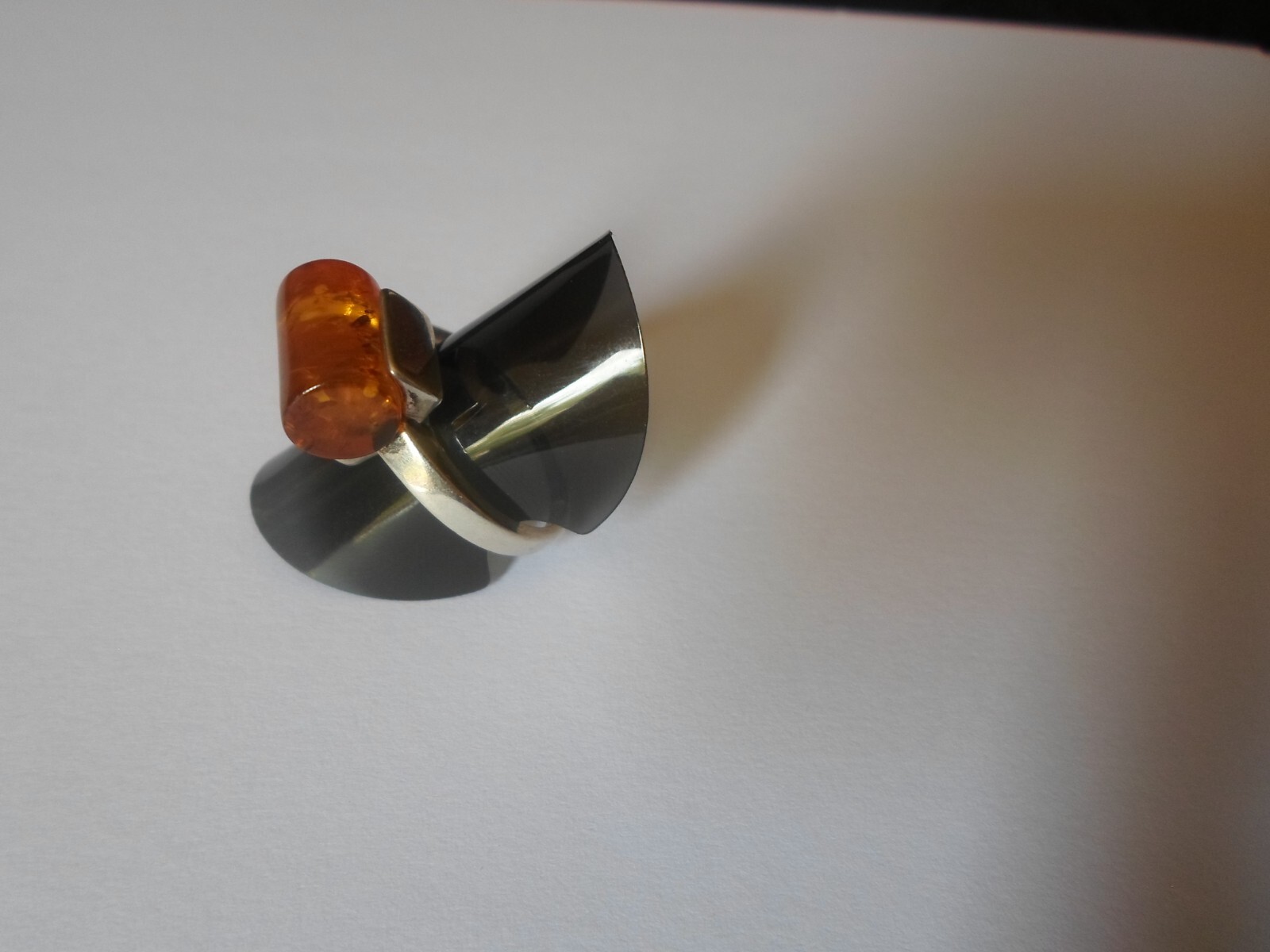 solid silver ring, amber wand, size 56 - image 7