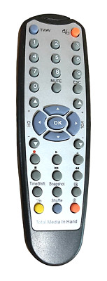 Total Media In Hand Remote Control for TV Wireless Handheld Black & Silver