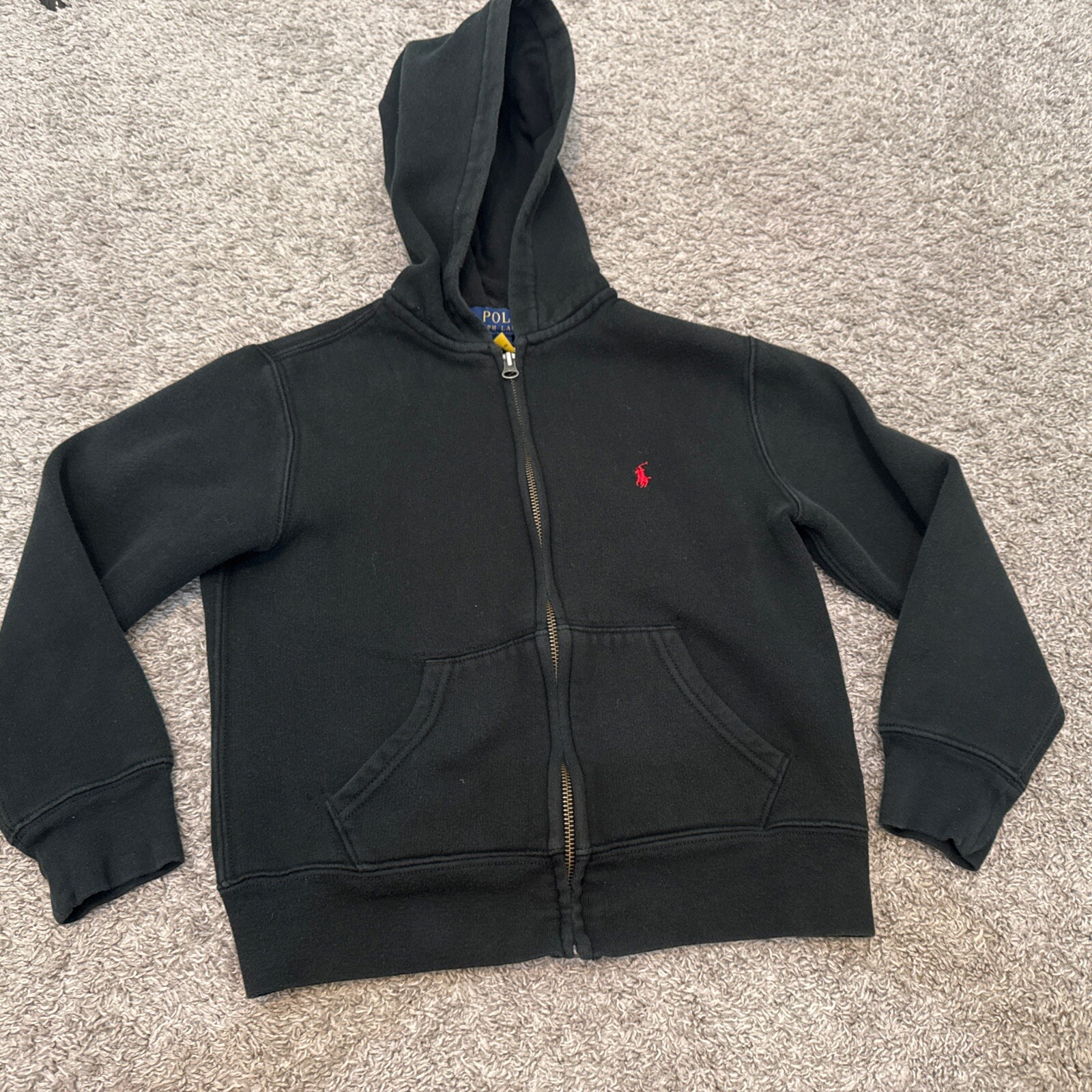 Polo Ralph Lauren Felpa con Cappuccio Ragazzo Taglia S Nera Pony Full Zip Felpa con Cappuccio Small