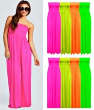 Ladies Strapless Maxi Dress Ladies Sheering Boob Tube Bandeau Top Long Size..
