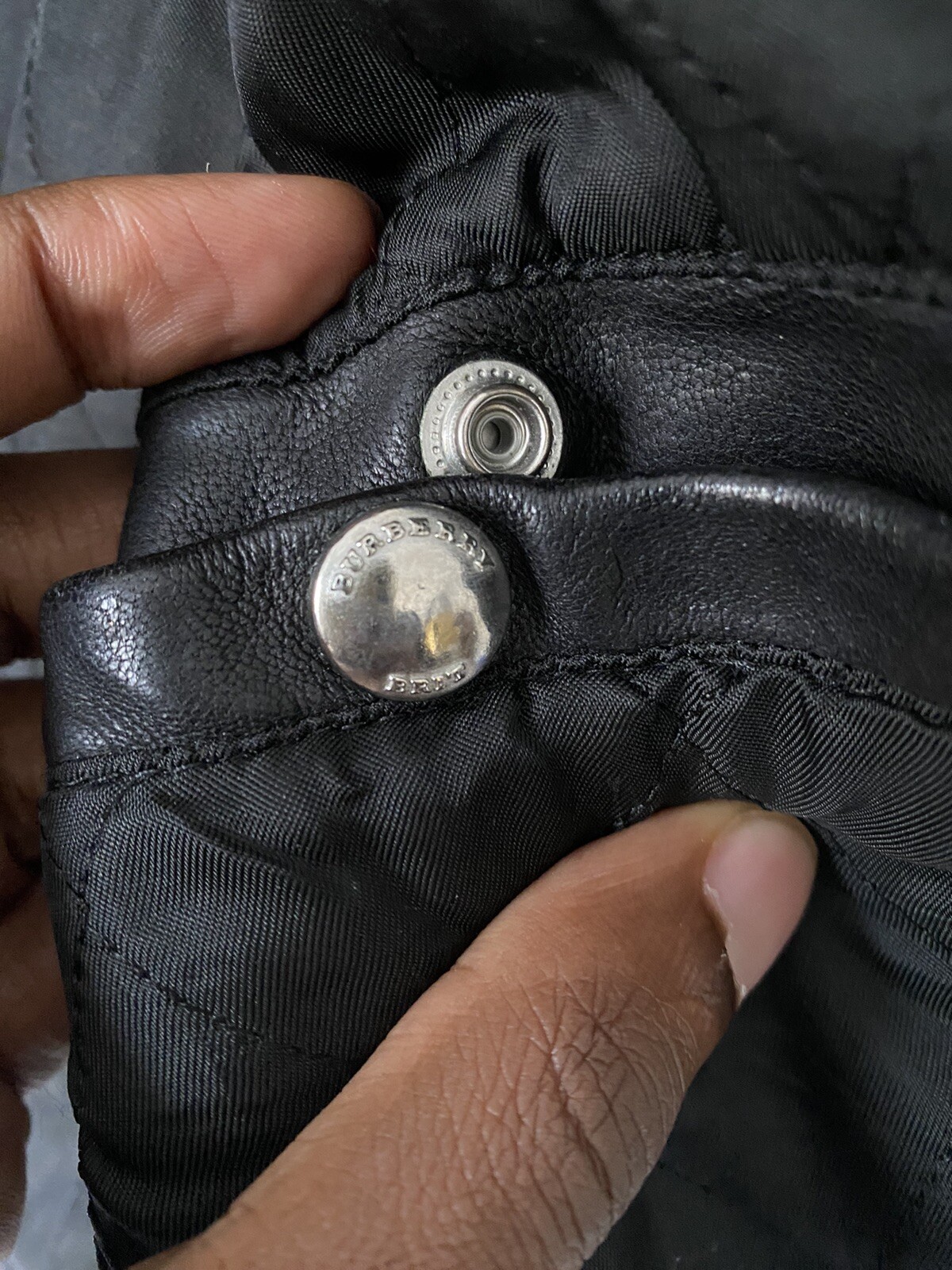 burberry brit quilted distressed  lamb leather biker jacket with zip Size L. image 8
