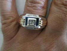 14K Gold Diamond Men's Ring Diamond 1/3 Carat F-SI1/VS2   13.70 Grams