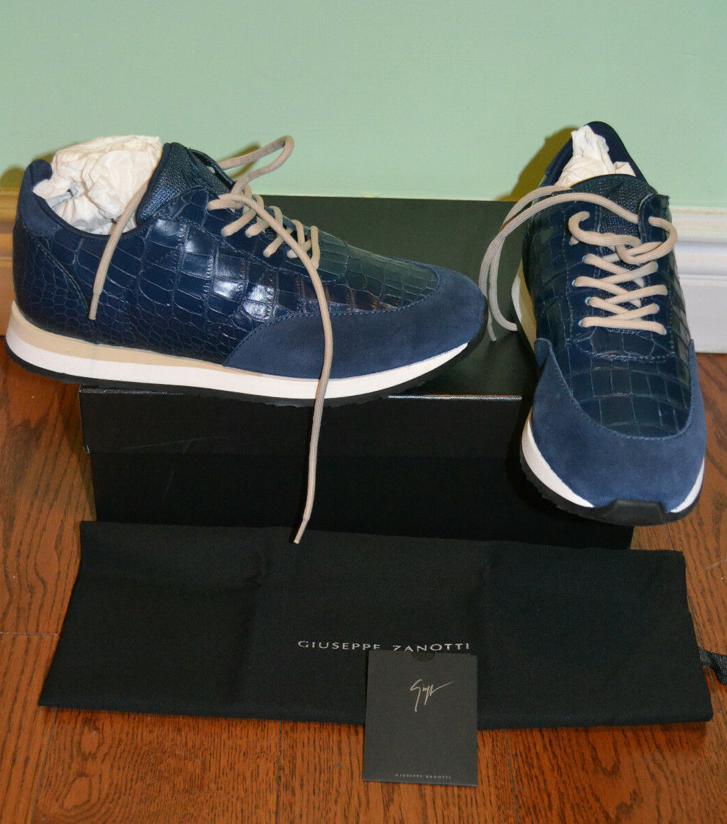 NIB $625 Giuseppe Zanotti Braky Croc Embossed Sneakers - Sz  display picture 2