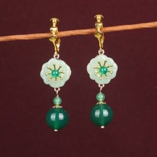 Retro Jewelry Flower Ear Clips Drops Dangle Earrings StudBride Party