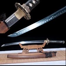 Japanese Sword Wakizashi Samurai Katana Clay Tempered T10 Steel Blade Full Tang