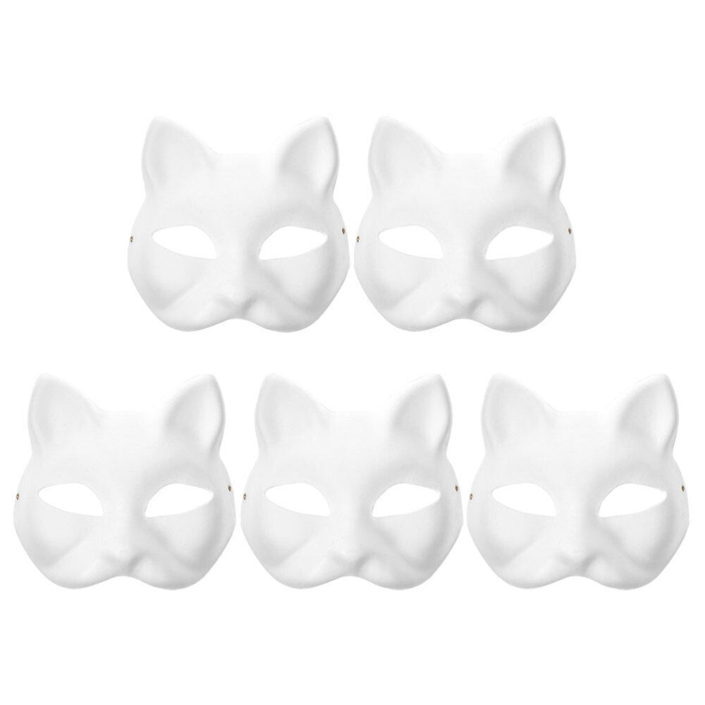 5pcs therian mask masquerade masks for paper blank mask Blank Cat Masks