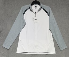 NEW Footjoy French Terry Full Zip Raglan Colorblock White Heather Gray Womens L