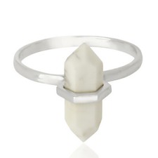 Terminated Pencil Howlite Ring 925 Sterling Silver Gemstone Ring Jewelry