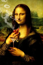Naughty Mona Lisa Marijuana Themed Painting Wall Art Home Decor - POSTER 20x30