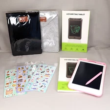 2 Pack LCD Writing Drawing Tablet White & Pink With Pen, Case, & Stickers