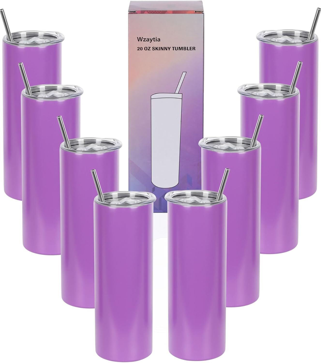 8-Pack 20oz Skinny Stainless Steel Tumblers in Gift Boxes