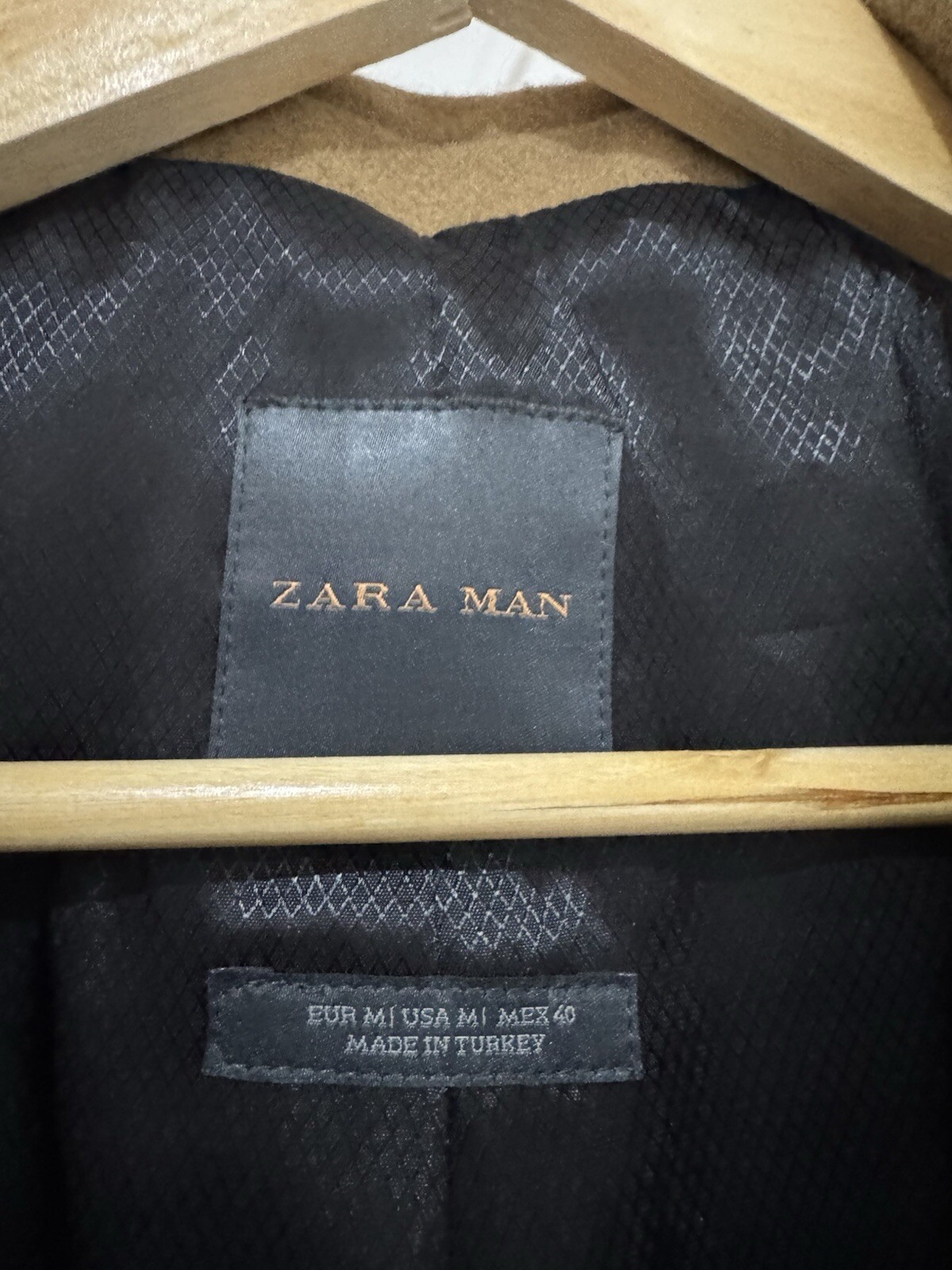 Zara Man Men's 80percent Wool Camel Mid Length Formal Dress Trench Coat Jacket Size M image 4