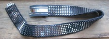 Vintage silver tone stretch belt fish scales texture mod chic retro 1960s SO9