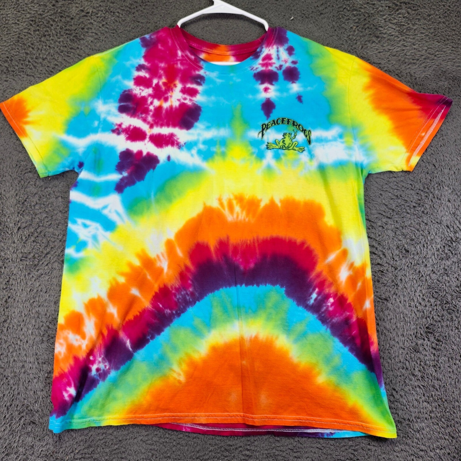 Peace Frogs Tie Dye T-Shirt Short Sleeve Graphic Print XL