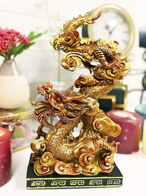 Feng Shui Chinese Imperial Nine Dragons Golden Dragon King