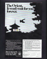 JAPAN AIR LINES 1974 ORIENT IT WONT WAIT FOR YOU FOREVER HAPPI HOLIDAY TOURS AD
